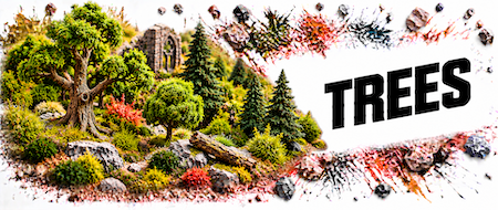 Model trees for gaming terrain, dioramas and miniature bases